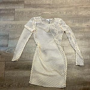 Nude mesh like cover up